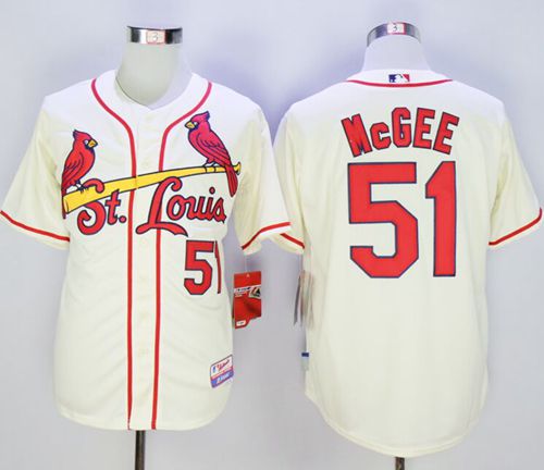 Cardinals #51 Willie McGee Cream Cool Base Stitched MLB Jersey